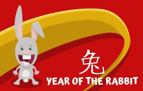 Chinese New Year design with cartoon rabbit