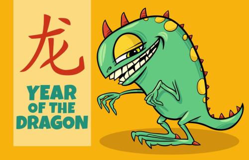 Chinese New Year design with funny dragon character