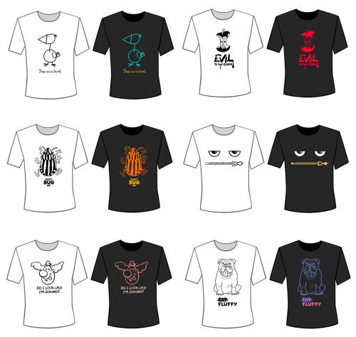 t shirt decorative concept designs set