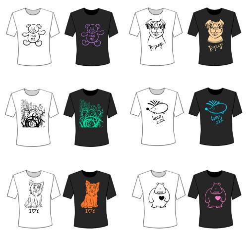 t shirt decorative designs set