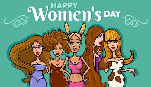 Women's Day design with comic women group